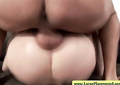 Aged nylons sucking on rod in advance of screwing in hd