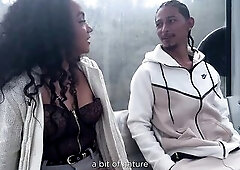 A wench with consummate natural boobs gives me a oral pleasure in the cable car