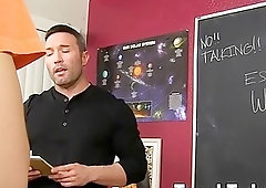 Muscular stud teacher banging twink man