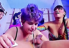 3 Cuties Fighting Over One Knob with Unfathomable Facefuck and Multiple Creampies