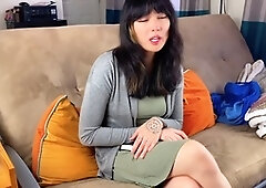 Caught masturbating to Asian trans woman's domination by Jehovah's witness