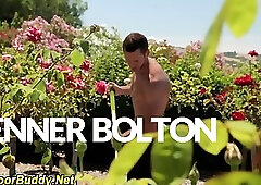 Muscly jock cum sprayed