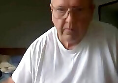 Old man jerking his big dick