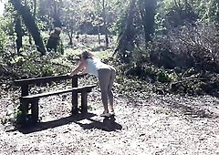 I was doing my workout in local park, suddenly I admited an exhibitionist behind me! This Guy was sitting on the bench and wanking his large hard wang