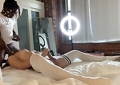 Perfect backside shemale gets face fucked by a Jamaican guy