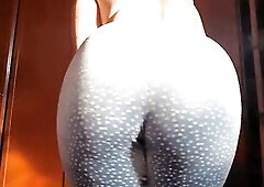 Large booty romanian farting in walking in fresh blue pajamas velvet panties