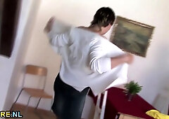 Big breasted mature gets screwed while smoking