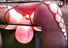 Real futanari with huge monster balls in a closeup cuckold scene featuring Bigbullballssissy