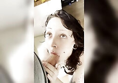 Tiny wench smokes cigarettes during the time that sucking your thick shlong