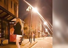 Skim sissy whaiting for Bus