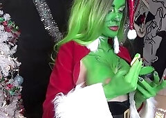 See me paint my large bazookas GREEN as the Glam Grinch!
