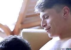 Tattoo gay flip flop with cumshot