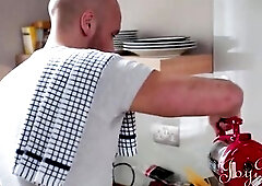 This lustful wife loves to see her guy busy in the kitchen, previous to this babe gets him to get busy on her... Join this pair as they spend lots of 