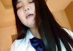 Young Asian amateur takes it deep in the bedroom with a steady rhythm