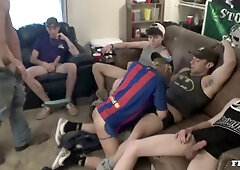 Huge cock gay gangbang