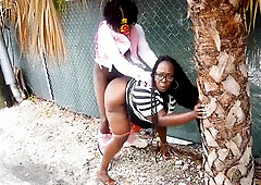 Large Butt Black Floozy Gets Screwed Hard In Public