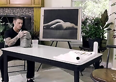 Blonde stunner TS Kayleigh Coxx modeling for white guy