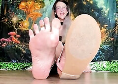Kneel, little chap. My Giantess gladiator sandals are warm, bawdy, and moist with sweat from my giant feet after a lengthy day. Worship each smutty th