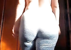 Large butt romanian farting in walking in fresh blue pajamas velvet panties