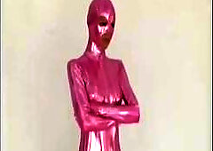 Slimgirl posing in tight shiny spandex