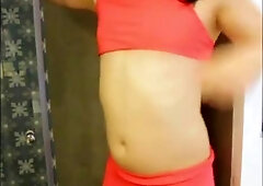 Sexy Muscular Asian CD Regina Tifa in Pink Dancing Flex