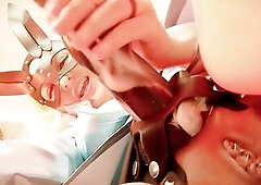 Thong-on JOI in rabbit mask and PVC coat - hot golden-haired mother I'd like to fuck ribald talk role play