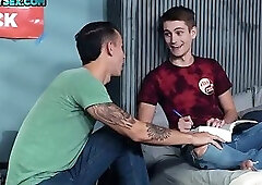 Ethnic twunk seducing roomate during study session