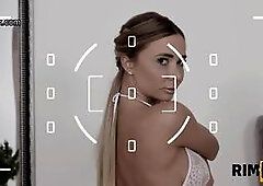 Lovely girl realizes dream of photographer by worshipping his ass