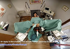 Step into the exam room of Tampa University & see Yesenia Sparkles undergo her mandatory recent student physical at Doctor Tampa's gloved han