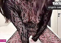 Turkish Lover Shaking with Orgasm - 18-25 yr old Amateur Brunette with Big Dildo and Feet!