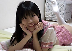 Japanese webcam girl teases in plaid skirt and knee socks