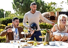 Paddy O'Brian fucks Alex Ink in a standing position outside