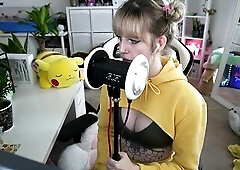 Banana beauty licks your ears - shyphoebe gal with braces ASMR