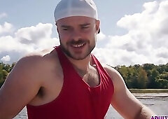 Angel Elias and Marcus McNeil masturbating and fucking each other on boat