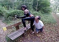 Outdoor slave humiliation