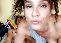 Curvy brunette takes creampie and performs ass to mouth cleanup