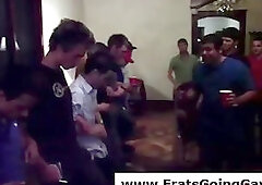 Group of  twinks in gay fraternity masturbate