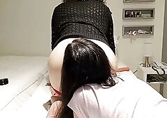 Pegging my girlfriend screws my booty anal clothed as a woman, with her large double-headed vibrator