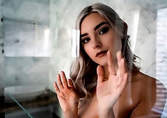 Busty hottie Eva Elfie stimulates her little pussy with love