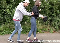Outdoors fucking with cum loving girlfriend Grace Carson. HD