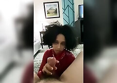 Glamorous tiny Black Latin chick thrall with nice-looking eyes takes control whilst wanking a large white penis. That babe looks so blameless