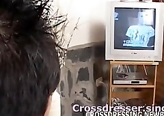 Having hot phone sex while crossdressing