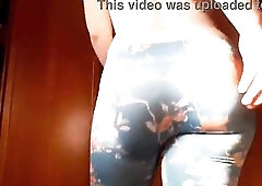 Large natural breasts and stinky farts whilst walking in low-rise leggings