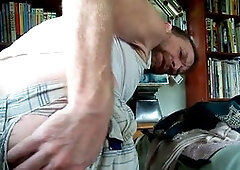 Big hairy gay friend gets it on with a big bear daddy