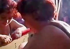 My wife using her mature lesbian slave. Amateur home made