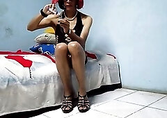 Joselynne Crossdresser In Taut Suit And Heels No Pants Using Buttplug Some other Web camera Part One