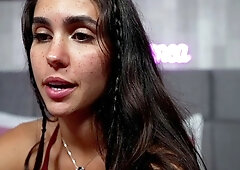 Cute curly brunette solo webcam masturbation