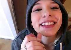 Pov homemade amateur facial cumshot and blowjob