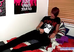 LollipopTwinks: Big Dick Twink Rhys Casey Jacks Off Hard Pleasuring His Uncut Meat