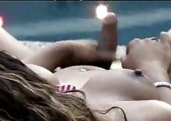 Ebony TS Stroking Poolside